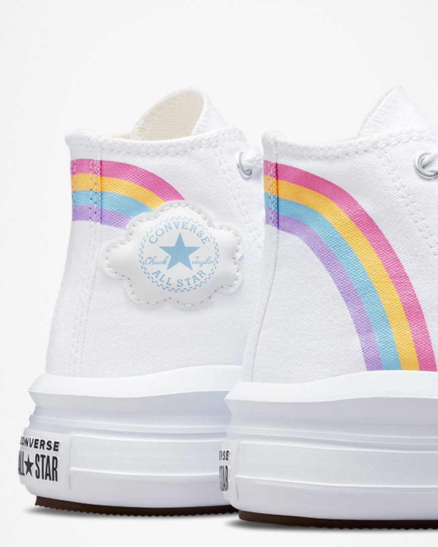 Dívčí Boty Na Platformy Converse Chuck Taylor All Star Move Rainbow Cloud Vysoké Bílé Blankyt Růžové | CZ TSIW20